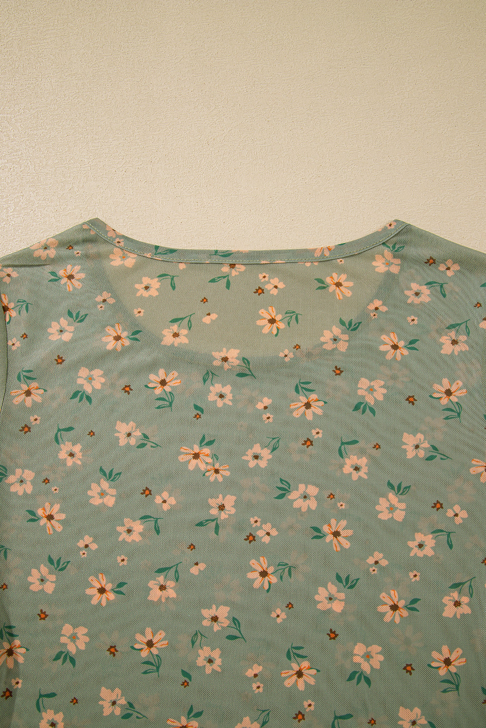 Laurel Green Vintage Floral Print Southern Style Mesh Long Sleeve Top-Tops/Long Sleeve Tops-[Adult]-[Female]-2022 Online Blue Zone Planet