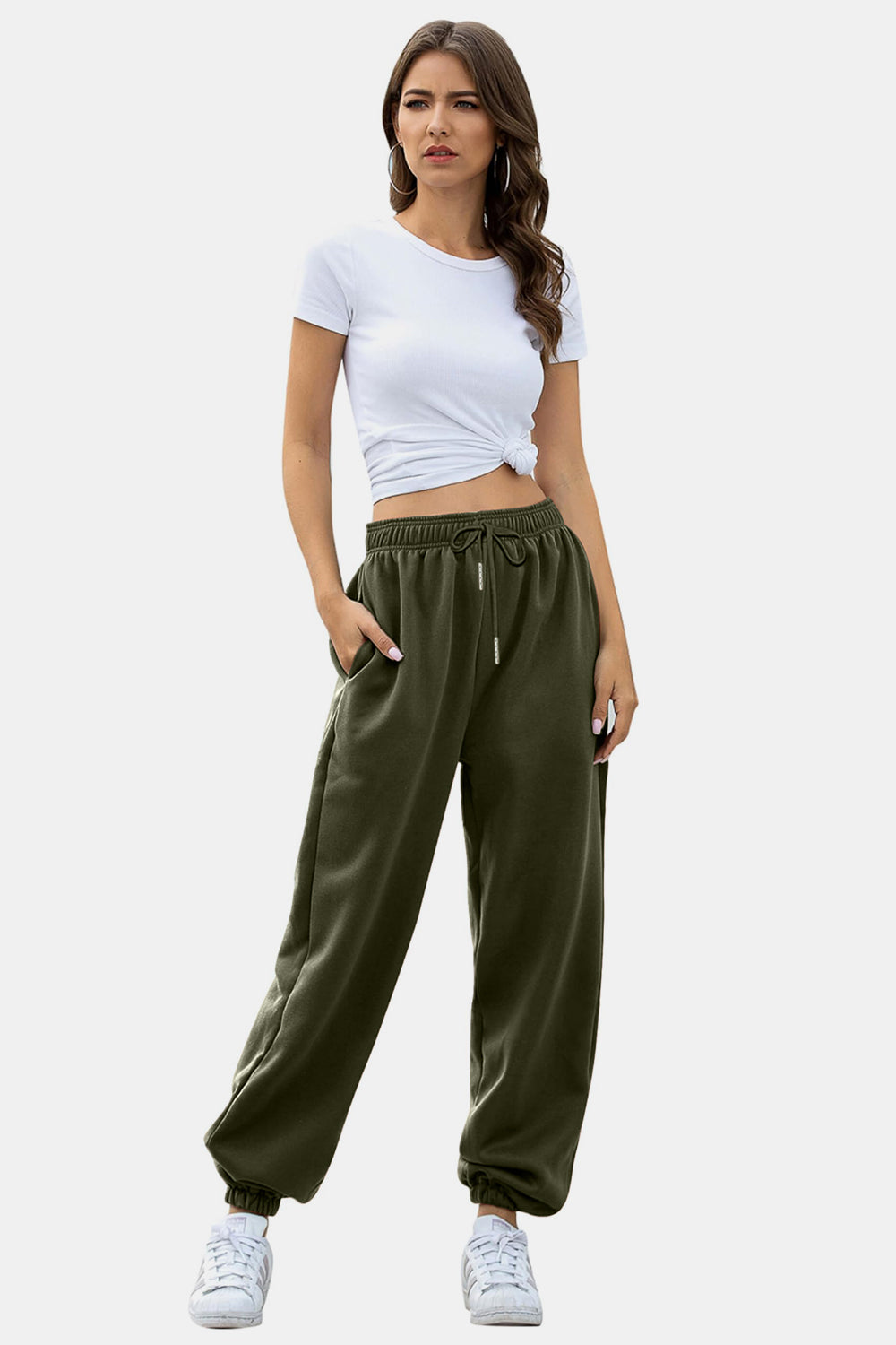 Elastic Waist Joggers with Pockets-TOPS / DRESSES-[Adult]-[Female]-2022 Online Blue Zone Planet