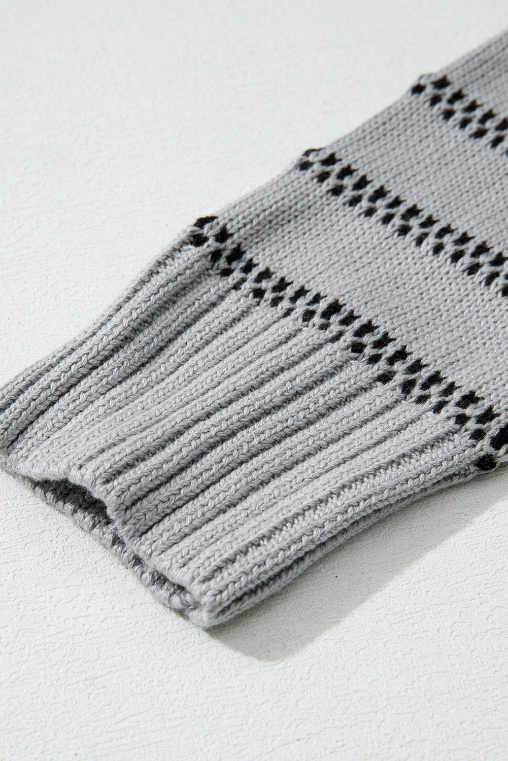 Gray Stripe Button Front Ribbed Trim Short Cardigan-Sweaters & Cardigans/Cardigans-[Adult]-[Female]-2022 Online Blue Zone Planet