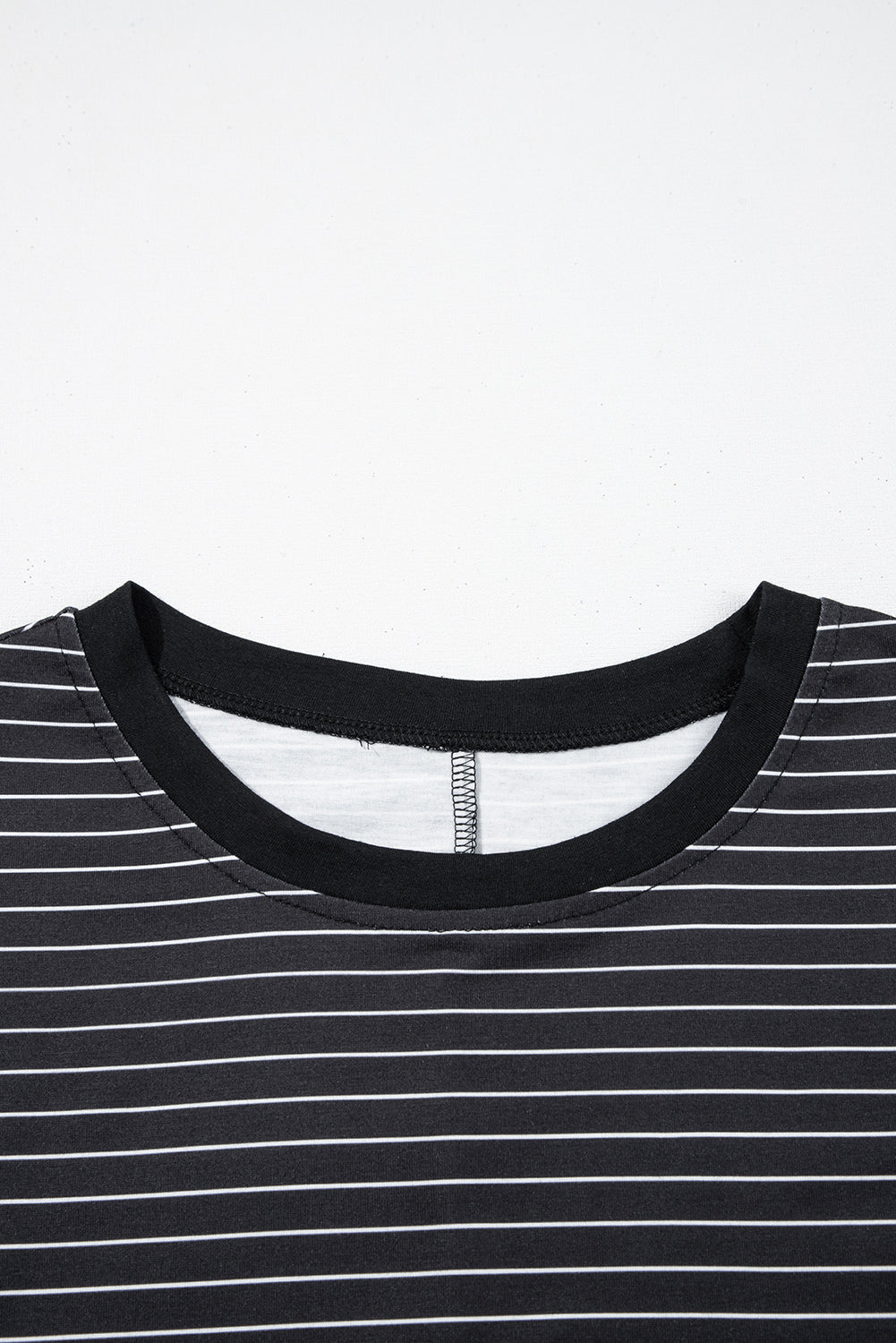 Black Stripe Ruffled Short Sleeve Crew Neck T Shirt Shift Mini Dress-TOPS / DRESSES-[Adult]-[Female]-2022 Online Blue Zone Planet