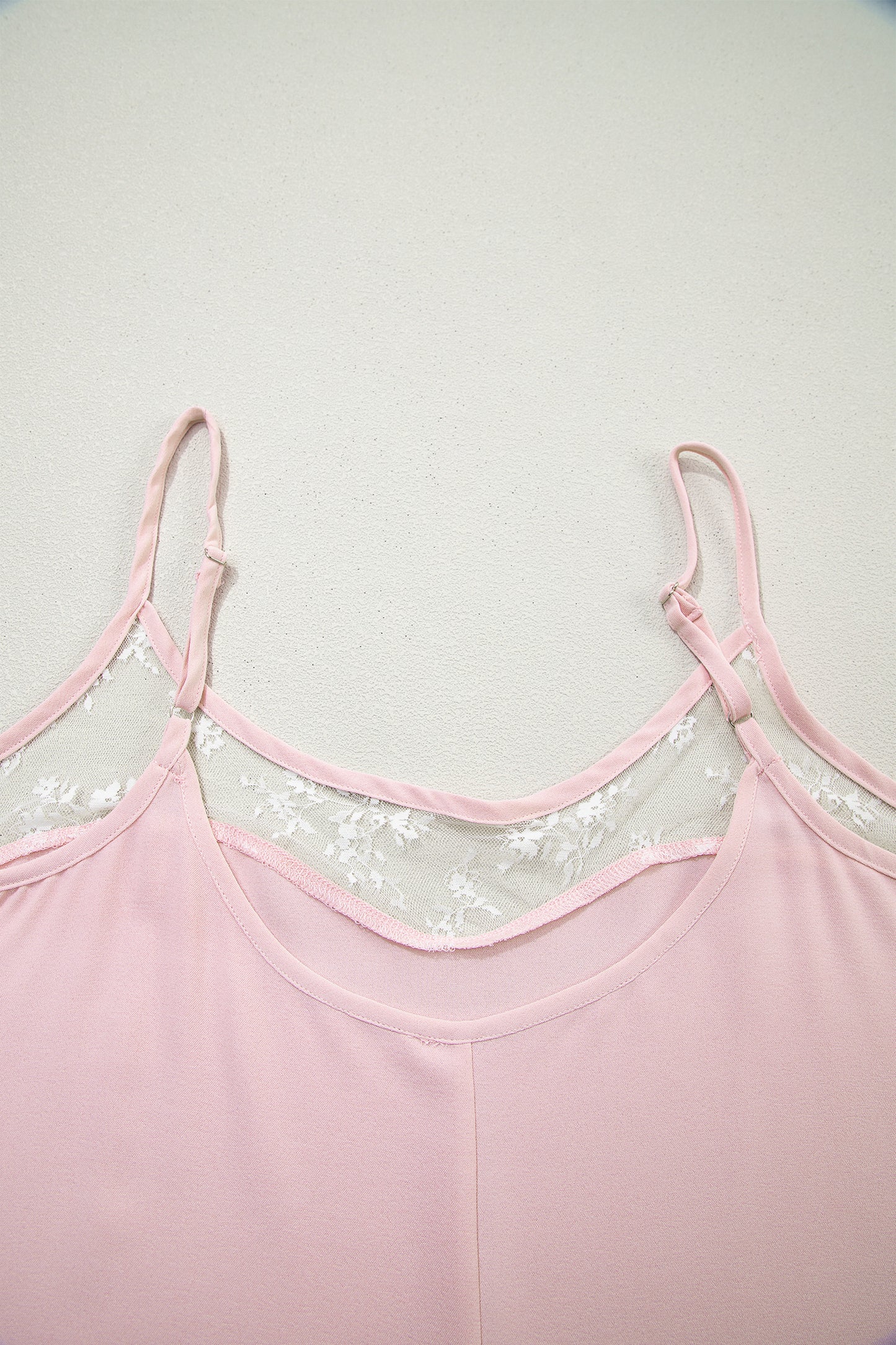 Light Pink Sheer Lace Patchwork Camisole Nightgown Dress-TOPS / DRESSES-[Adult]-[Female]-2022 Online Blue Zone Planet