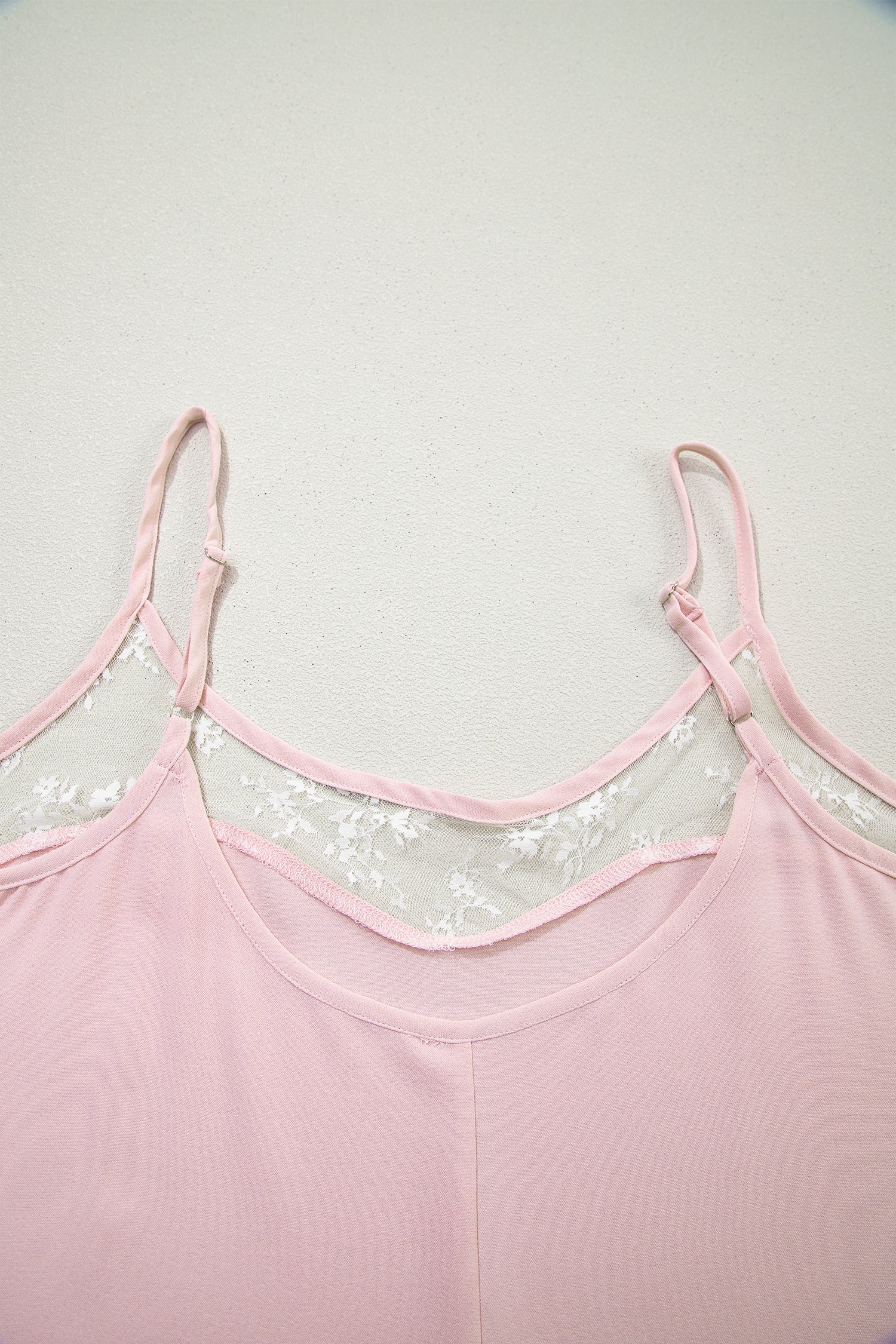Light Pink Sheer Lace Patchwork Camisole Nightgown Dress-TOPS / DRESSES-[Adult]-[Female]-2022 Online Blue Zone Planet