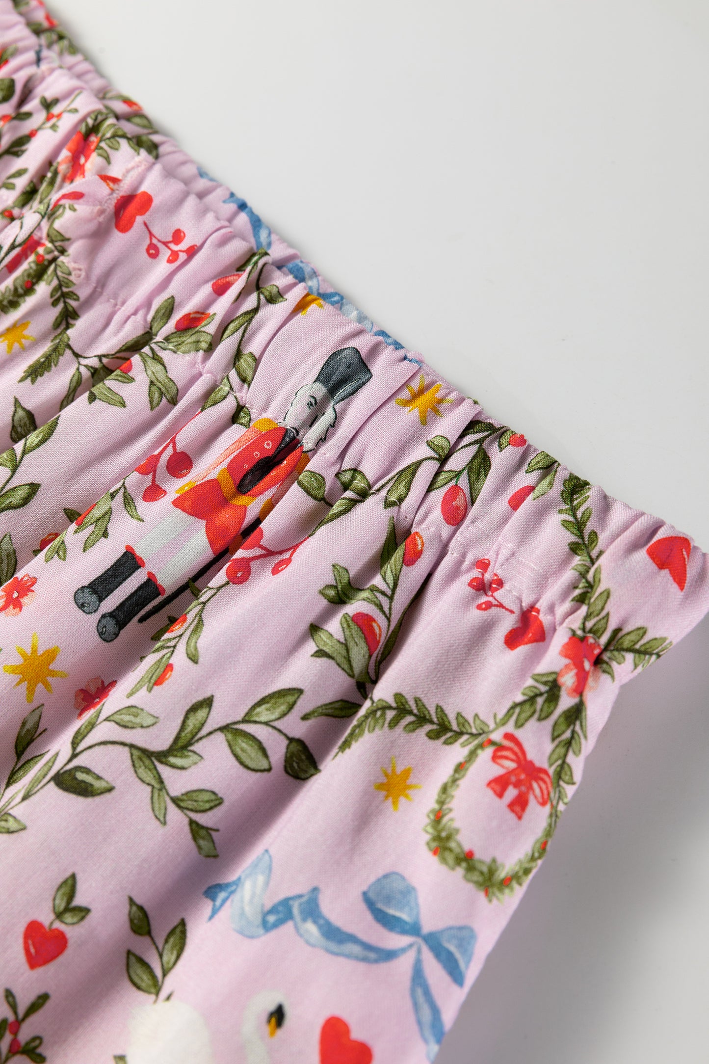 Pink Christmas Holiday Print Nutcracker Long Sleeve Shorts 2pcs Pajama Set-Loungewear & Sleepwear/Sleepwear-[Adult]-[Female]-2022 Online Blue Zone Planet