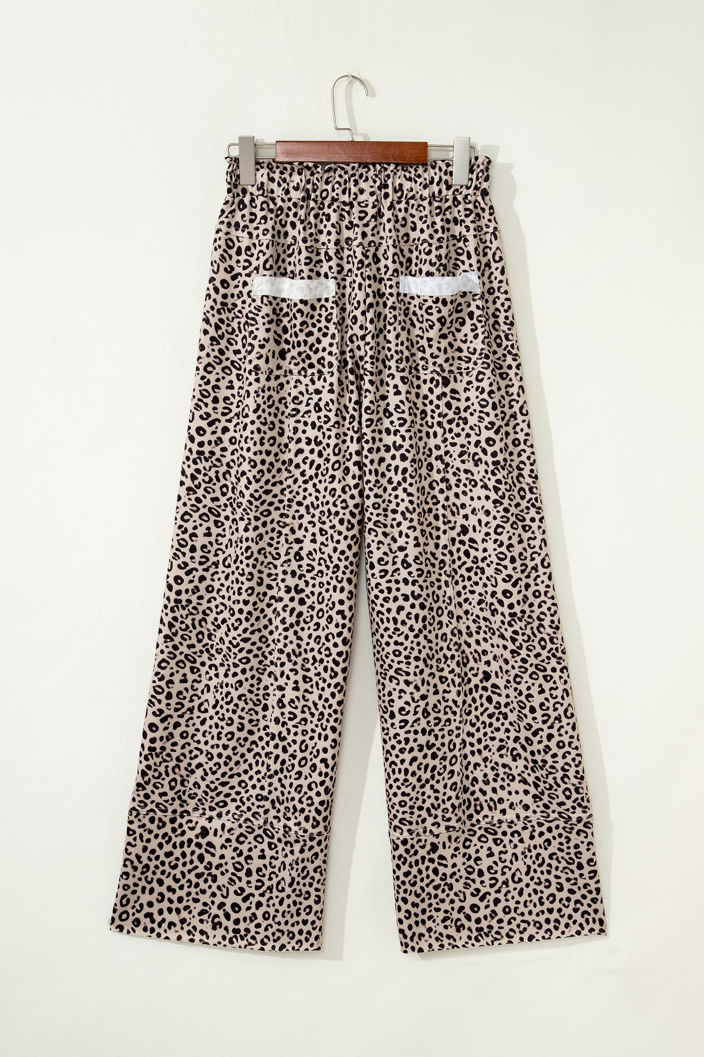Khaki Animal Print Wide Leg Terry Knit Pants-Bottoms/Pants & Culotte-[Adult]-[Female]-2022 Online Blue Zone Planet