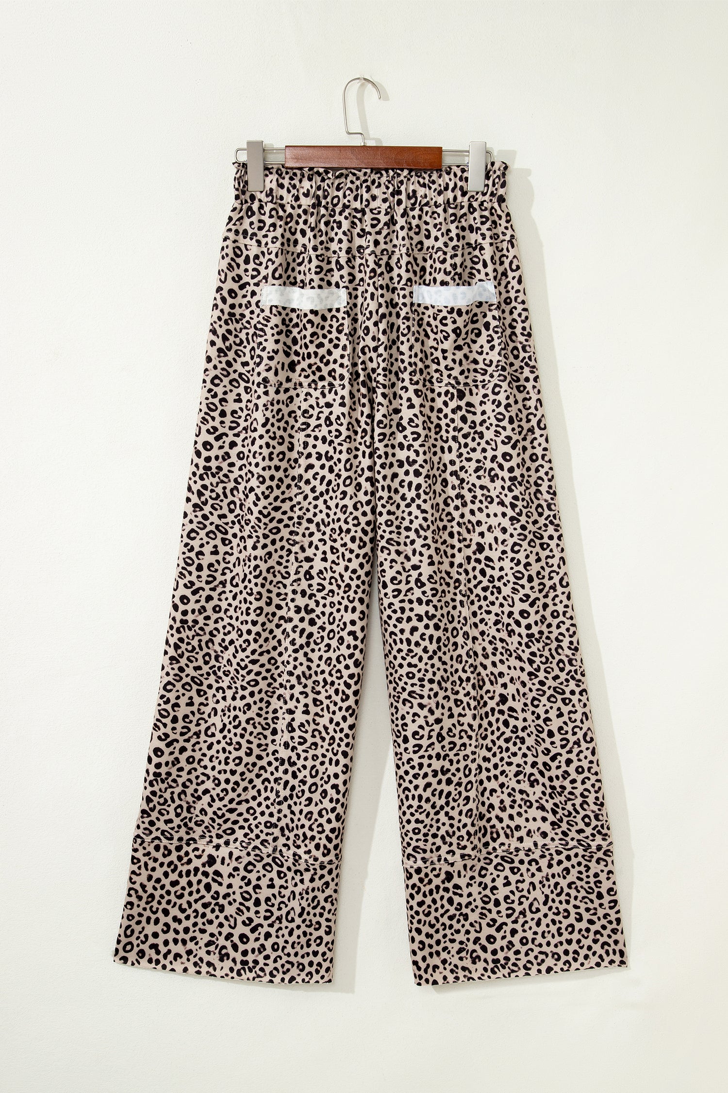 Khaki Animal Print Wide Leg Terry Knit Pants-Bottoms/Pants & Culotte-[Adult]-[Female]-2022 Online Blue Zone Planet