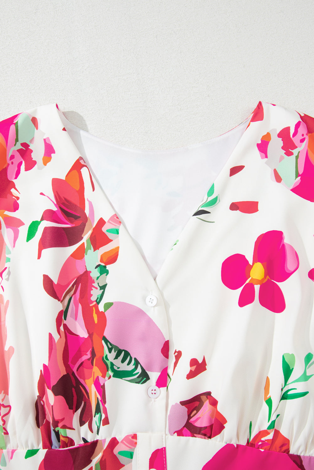 Pink Floral Print V Neck Ruffle Sleeve Plus Size Midi Dress-TOPS / DRESSES-[Adult]-[Female]-2022 Online Blue Zone Planet