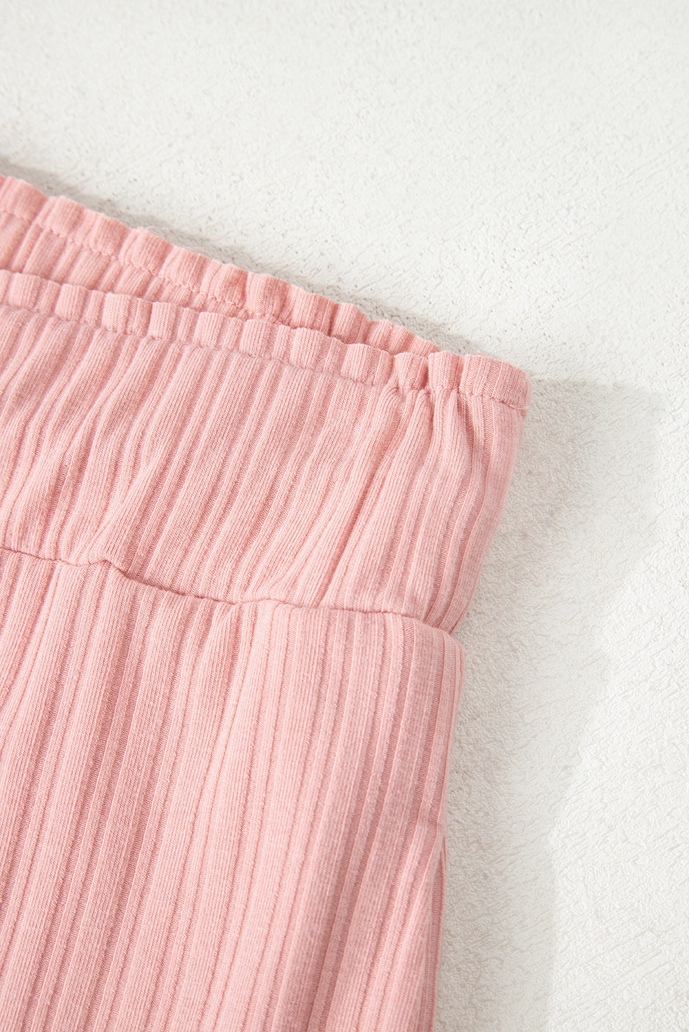 Gossamer Pink Ribbed Button V Neck Tank Top and Shorts Set-Two Piece Sets/Short Sets-[Adult]-[Female]-2022 Online Blue Zone Planet