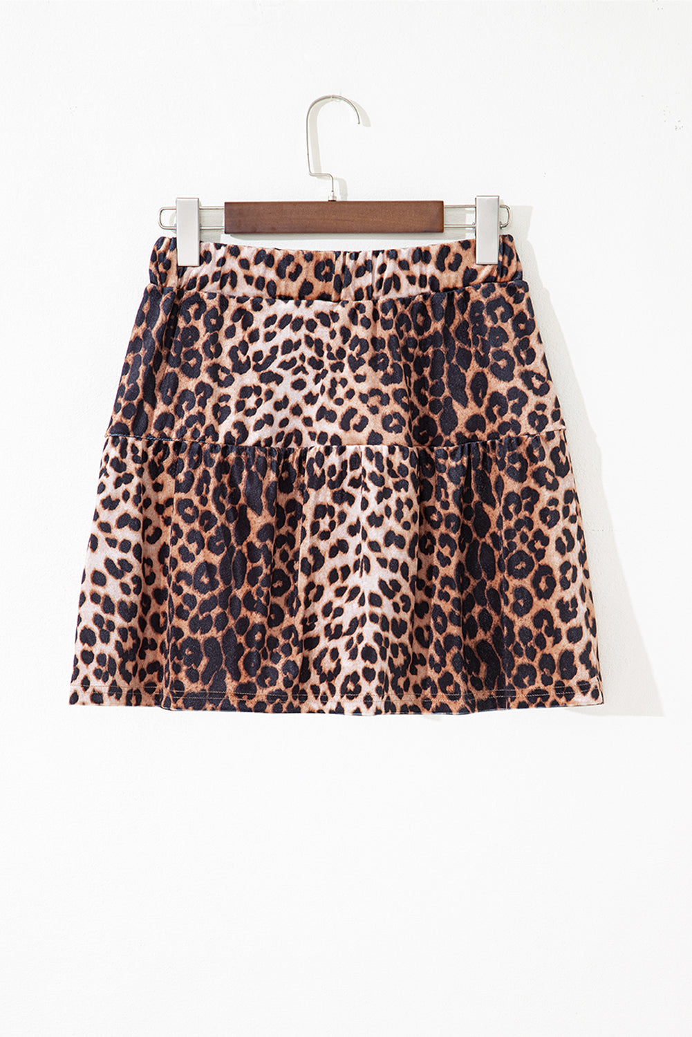 Brown Leopard Tiered Patchwork Hot Mini Skirt-Bottoms/Skirts & Petticoat-[Adult]-[Female]-2022 Online Blue Zone Planet