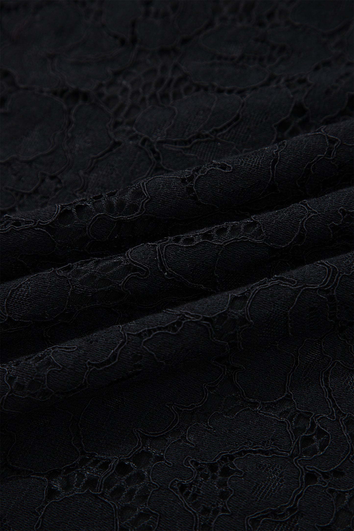 Black Floral Lace Overlay Tassel Tie Short Sleeve Beach Vacation Loose Maxi Dress-TOPS / DRESSES-[Adult]-[Female]-2022 Online Blue Zone Planet