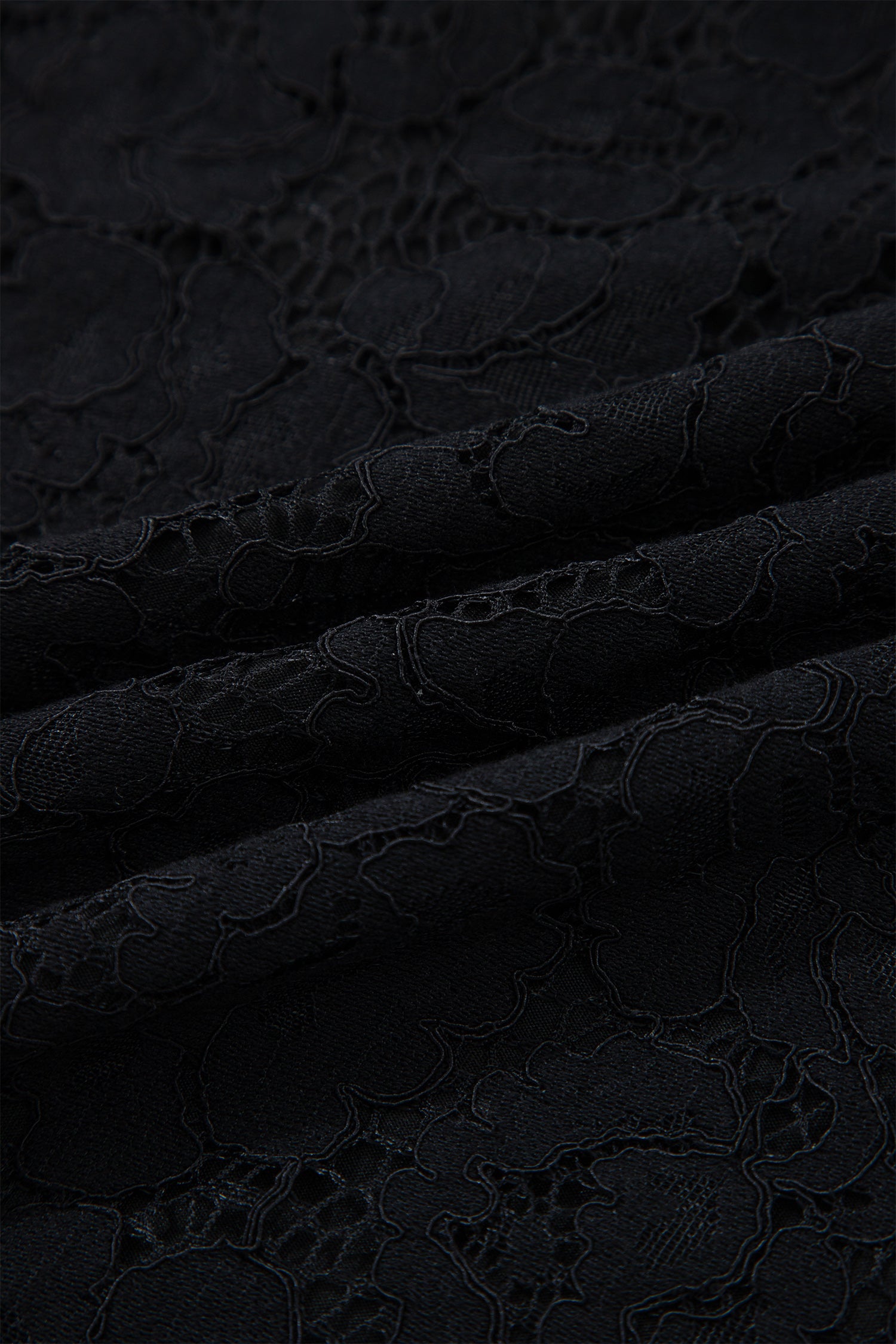 Black Floral Lace Overlay Tassel Tie Short Sleeve Beach Vacation Loose Maxi Dress-TOPS / DRESSES-[Adult]-[Female]-2022 Online Blue Zone Planet