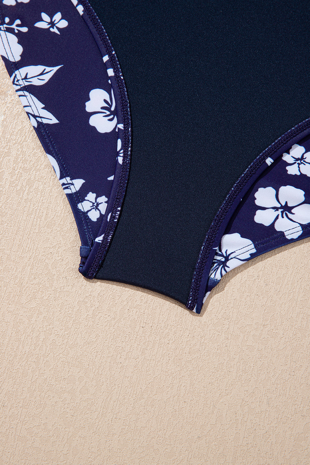 Blue Crossed Back Floral Print Asymmetric Knot Side One Piece Swimsuit-Swimwear/One Piece Swimsuit-[Adult]-[Female]-2022 Online Blue Zone Planet