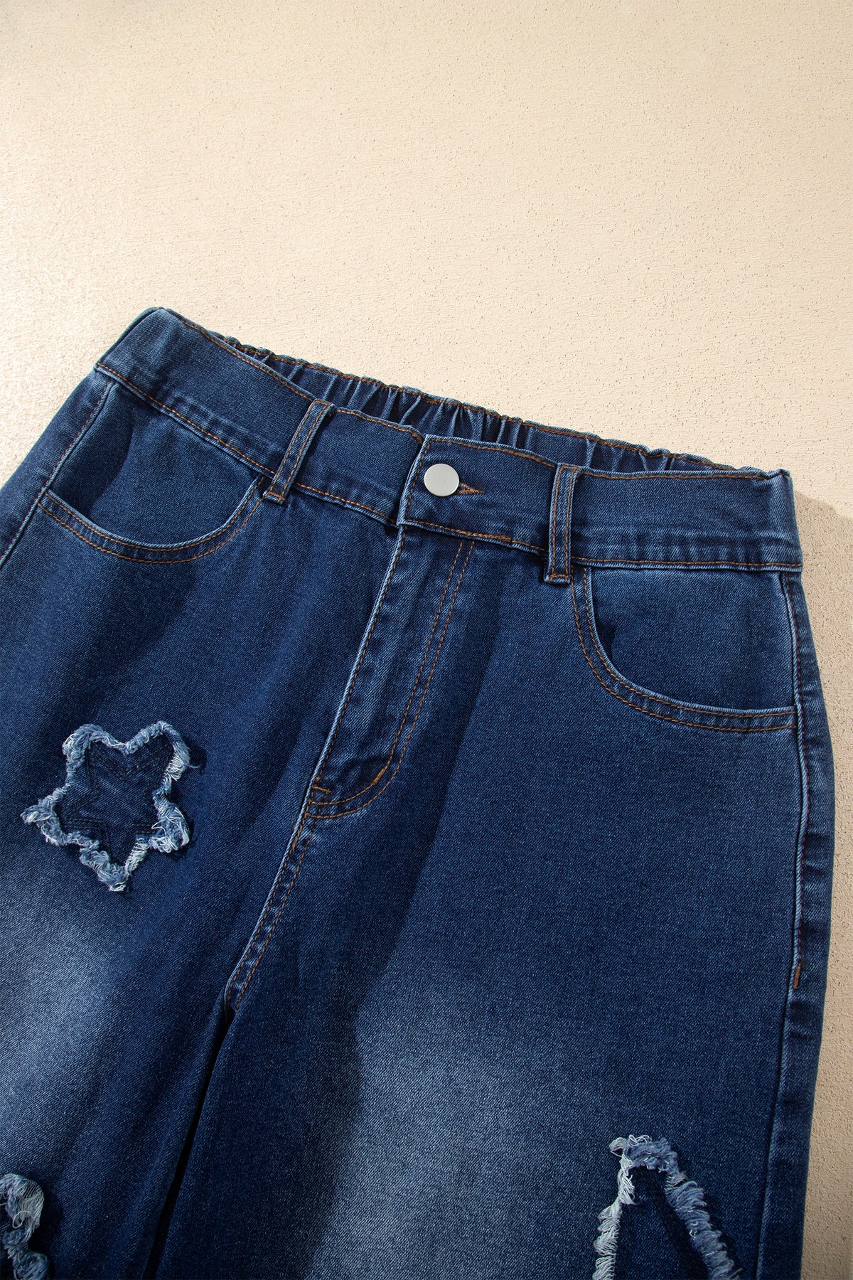 Ashleigh Blue Star Decorated Wide Leg Jeans-Bottoms/Jeans-[Adult]-[Female]-2022 Online Blue Zone Planet