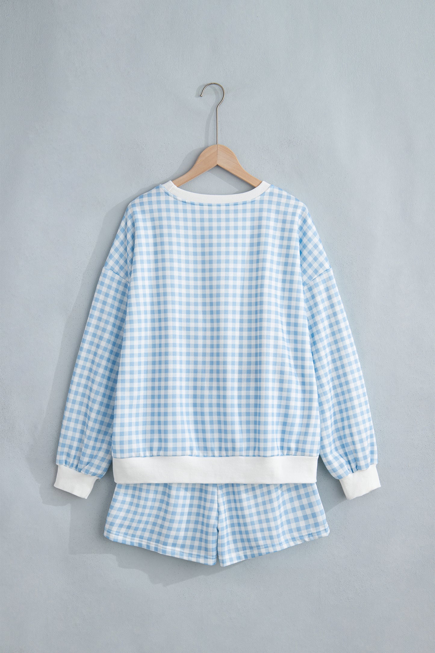 Pink Plaid Baggy Pullover Drawstring Casual Shorts 2pcs Outfit-Two Piece Sets/Short Sets-[Adult]-[Female]-2022 Online Blue Zone Planet