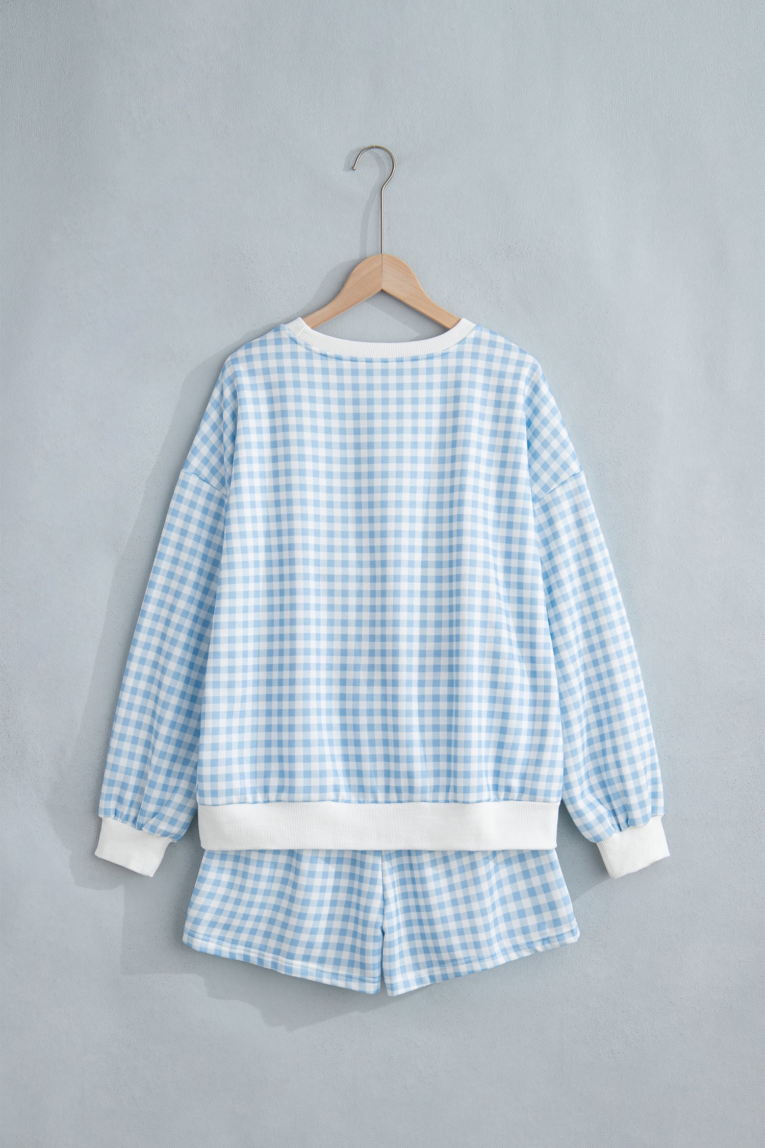 Pink Plaid Baggy Pullover Drawstring Casual Shorts 2pcs Outfit-Two Piece Sets/Short Sets-[Adult]-[Female]-2022 Online Blue Zone Planet