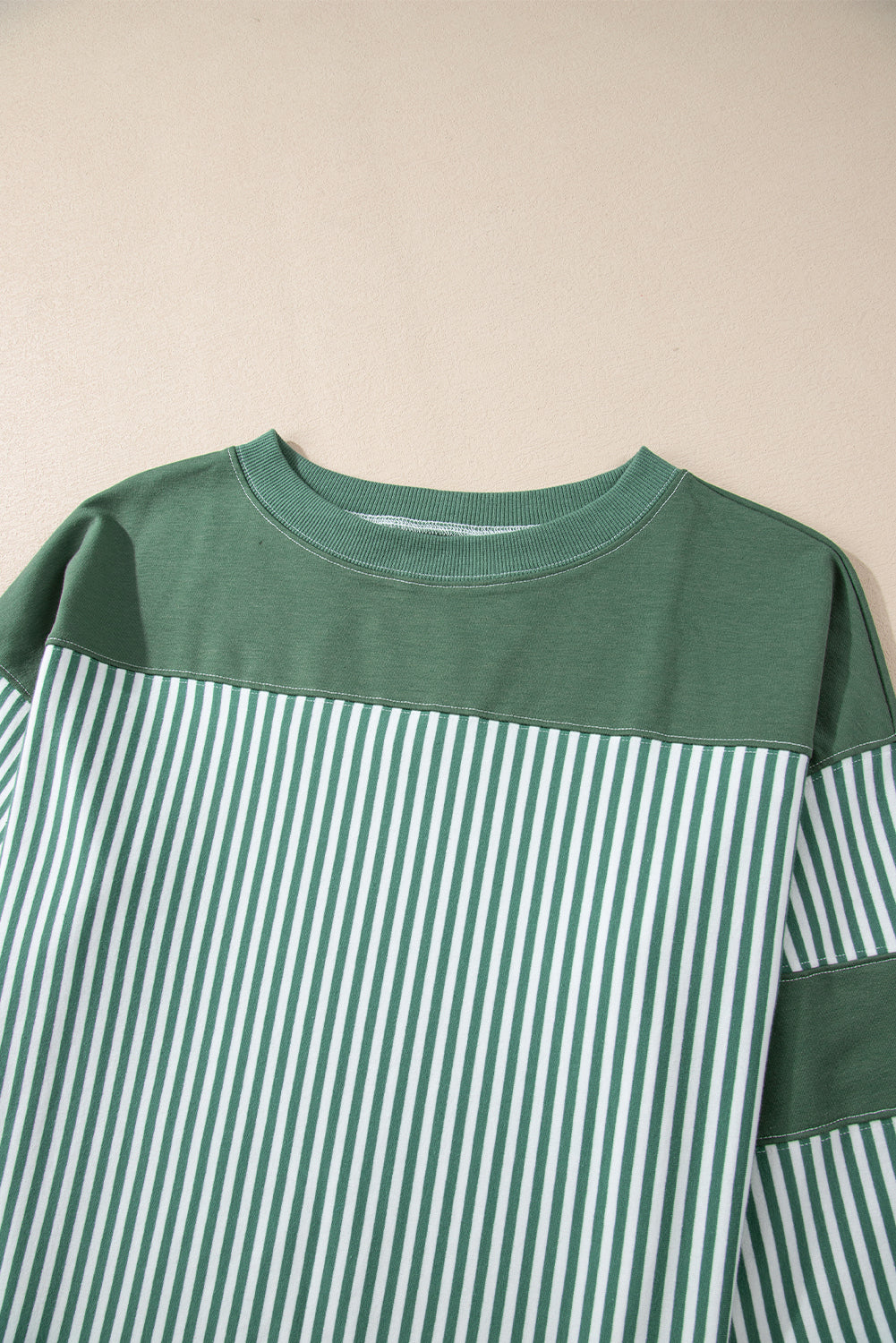 Black White Striped Patchwork 3/4 Sleeve Oversize Top-Tops/Long Sleeve Tops-[Adult]-[Female]-2022 Online Blue Zone Planet