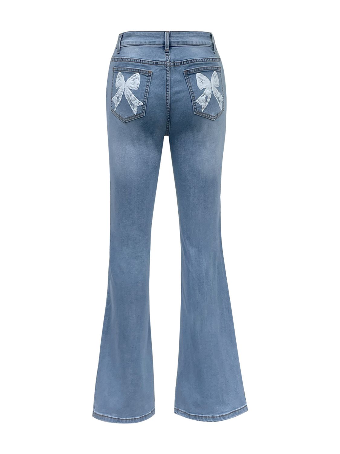 Bow Back Flare Jeans-BOTTOMS SIZES SMALL MEDIUM LARGE-[Adult]-[Female]-2022 Online Blue Zone Planet