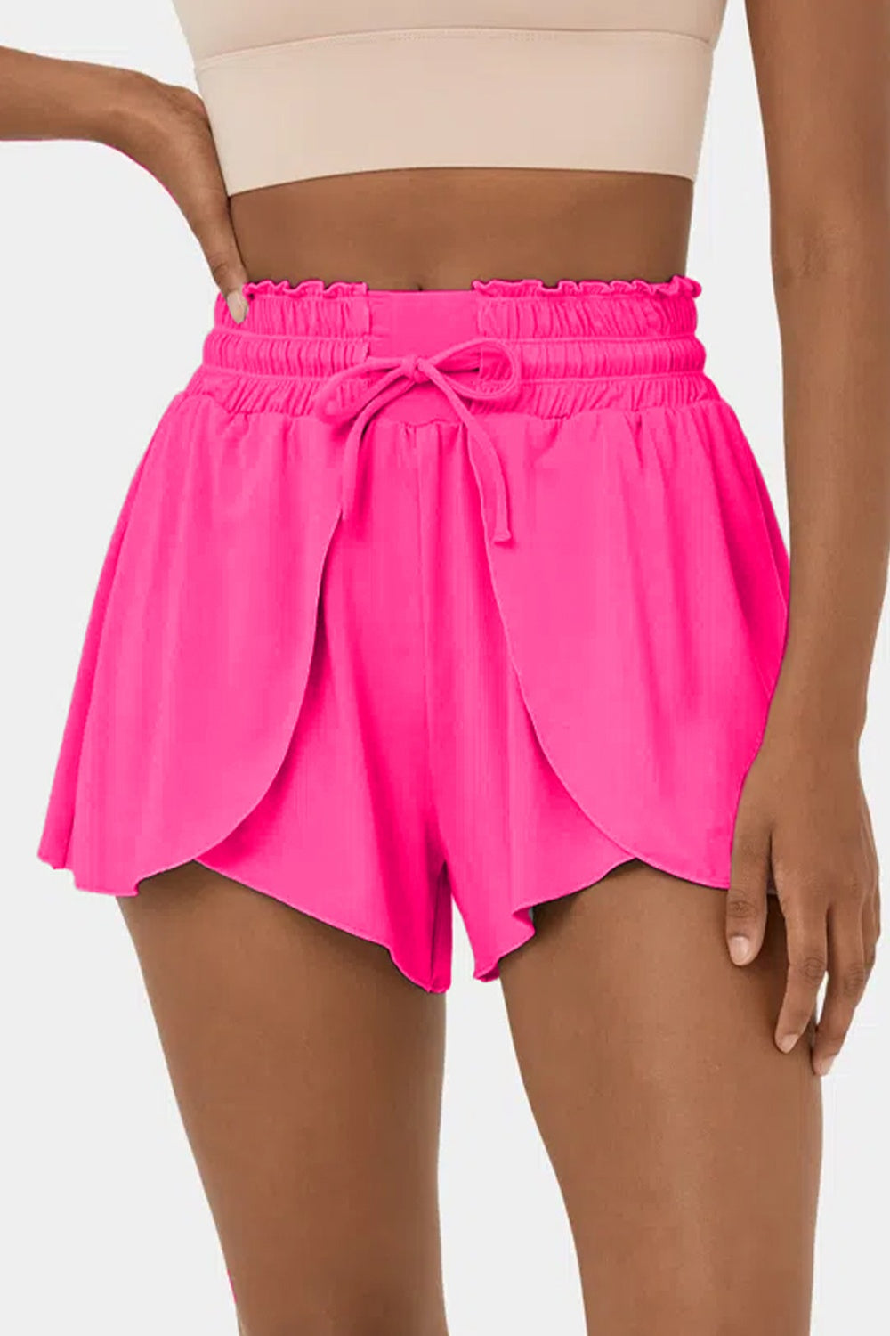 Blue Zone Planet | Drawstring Swim Shorts with Pockets-TOPS / DRESSES-[Adult]-[Female]-Hot Pink-S-2022 Online Blue Zone Planet