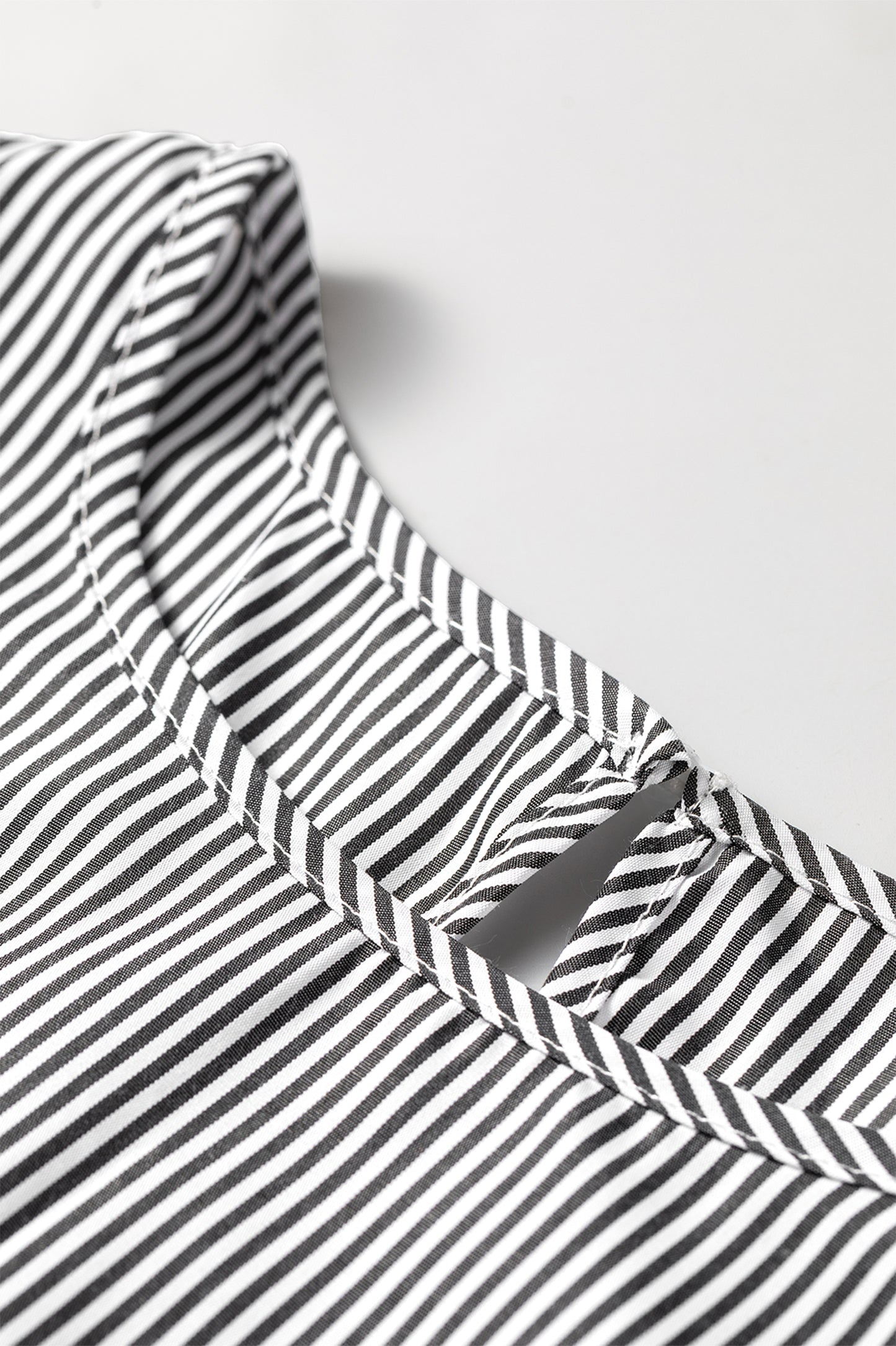 Black Stripe Striped Ruffle Sleeve Short Sleeve Round Neck Casual Shift Blouse-Tops/Blouses & Shirts-[Adult]-[Female]-2022 Online Blue Zone Planet