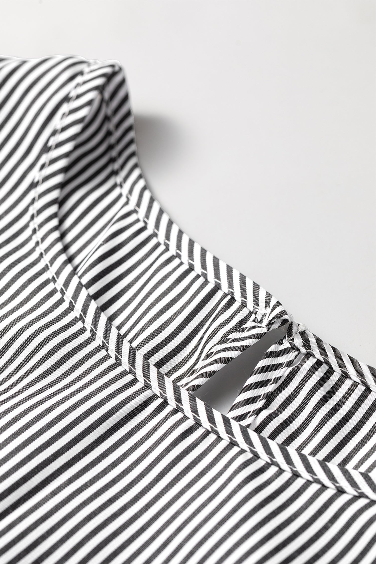 Black Stripe Striped Ruffle Sleeve Short Sleeve Round Neck Casual Shift Blouse-Tops/Blouses & Shirts-[Adult]-[Female]-2022 Online Blue Zone Planet