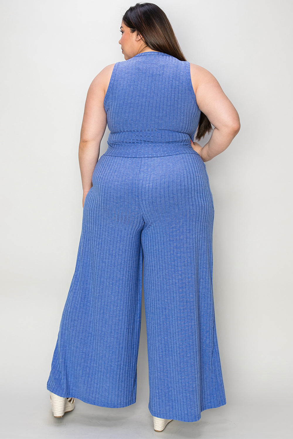 Basic Bae Full Size Ribbed Tank and Wide Leg Pants Set-TOPS / DRESSES-[Adult]-[Female]-2022 Online Blue Zone Planet