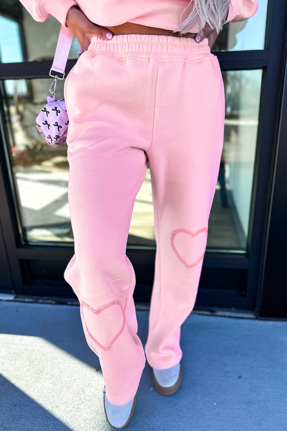 Phalaenopsis Chenille Heart Pattern Casual 2pcs Pants Set-Two Piece Sets/Pant Sets-[Adult]-[Female]-2022 Online Blue Zone Planet