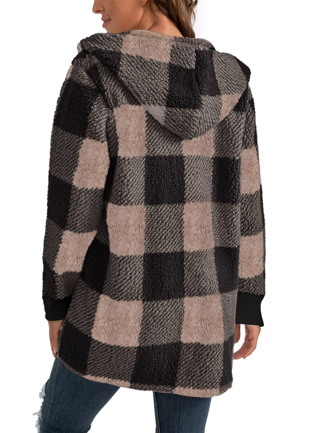 Plaid Long Sleeve Hooded Coat-TOPS / DRESSES-[Adult]-[Female]-2022 Online Blue Zone Planet