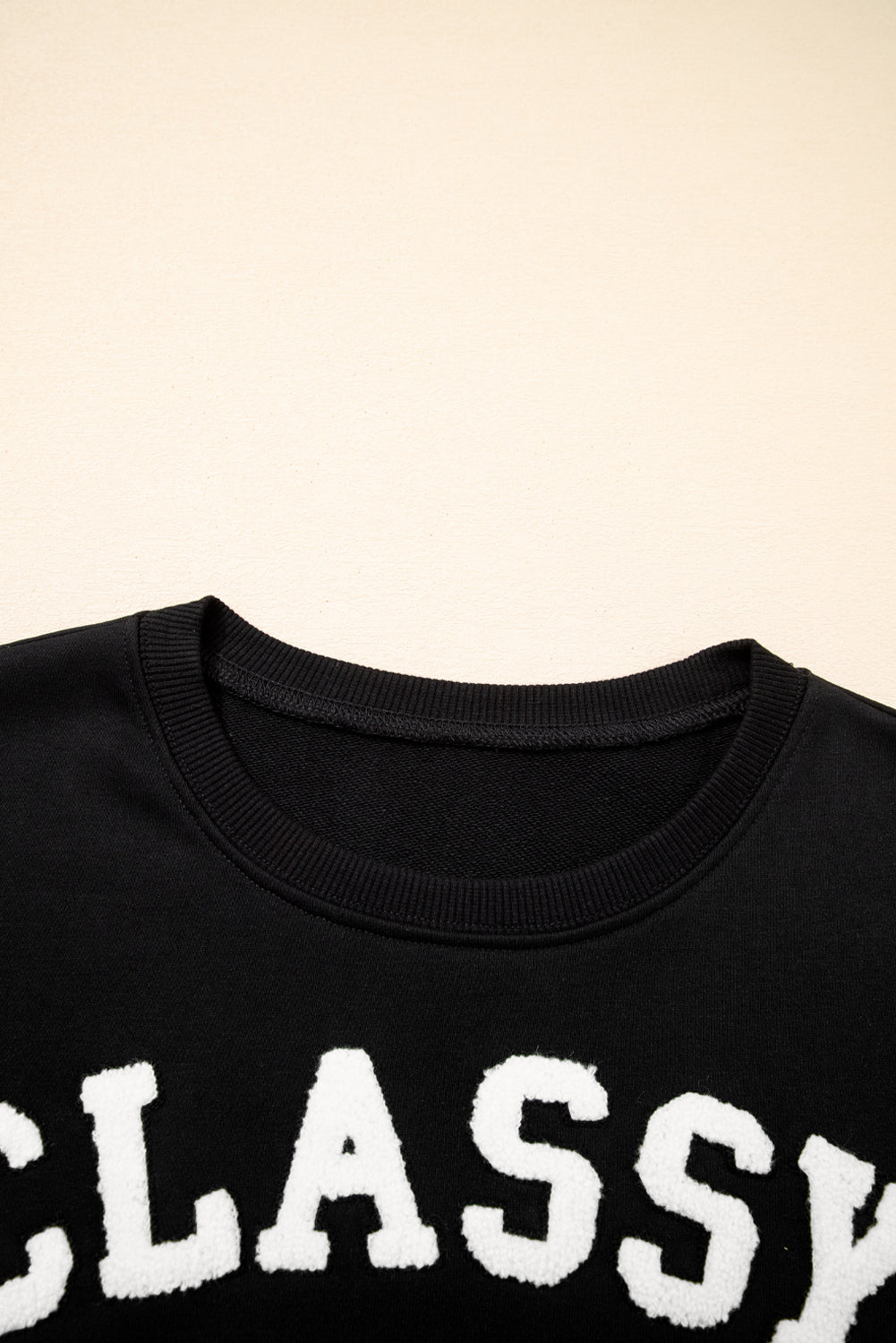 Black Classy Until Kickoff Plush Letter Patched Loose Sweatshirt-Tops/Sweatshirts & Hoodies-[Adult]-[Female]-2022 Online Blue Zone Planet