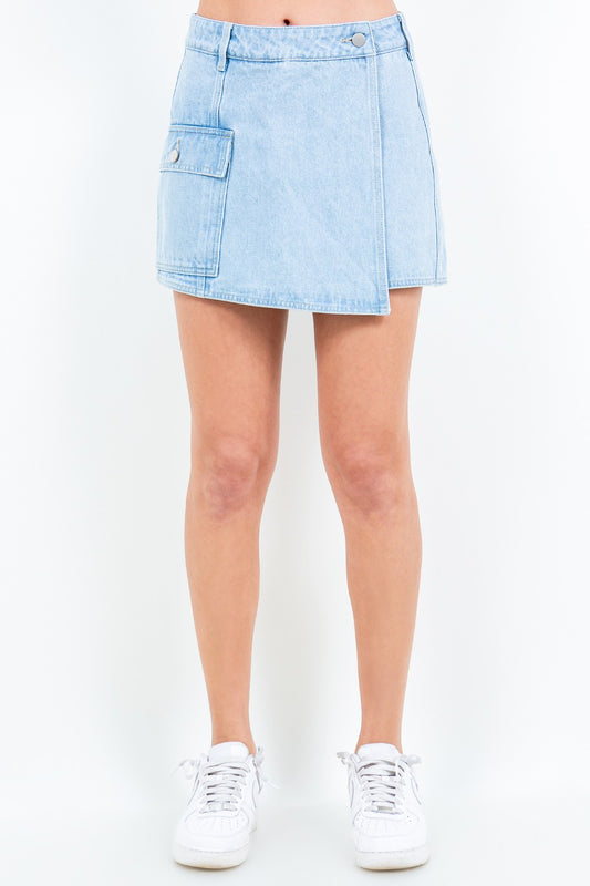 Blue Zone Planet | American Bazi Cargo Pocket Mini Skort-TOPS / DRESSES-[Adult]-[Female]-LT Blue-S-2022 Online Blue Zone Planet