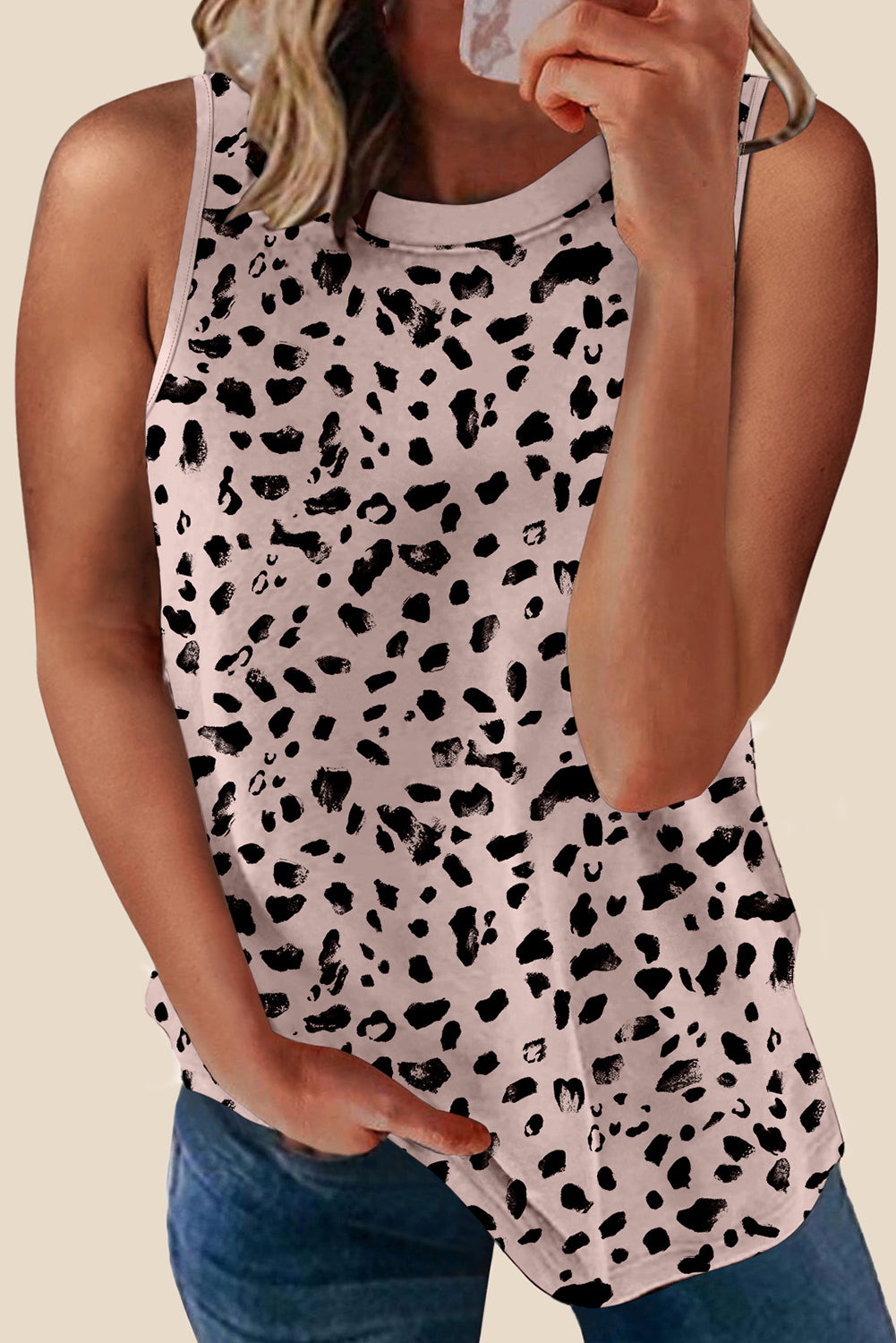 Gray Tie-dye Stripes Round Neck Tank Top-Tops/Tank Tops-[Adult]-[Female]-Apricot-S-2022 Online Blue Zone Planet