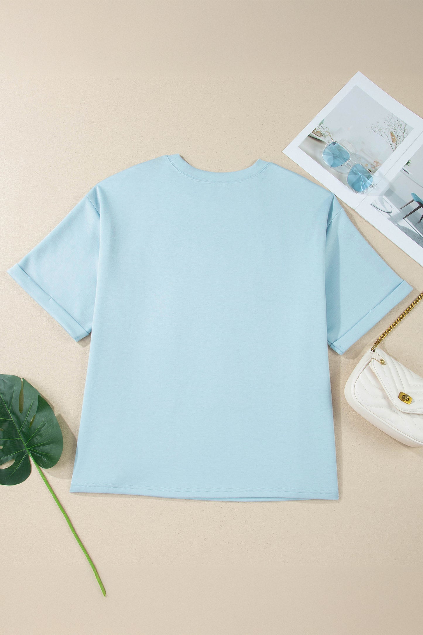 Beau Blue Plus Size Patriotic Bow Patchwork Graphic T-Shirt-Plus Size/Plus Size Tops/Plus Size Tops & Tees-[Adult]-[Female]-2022 Online Blue Zone Planet