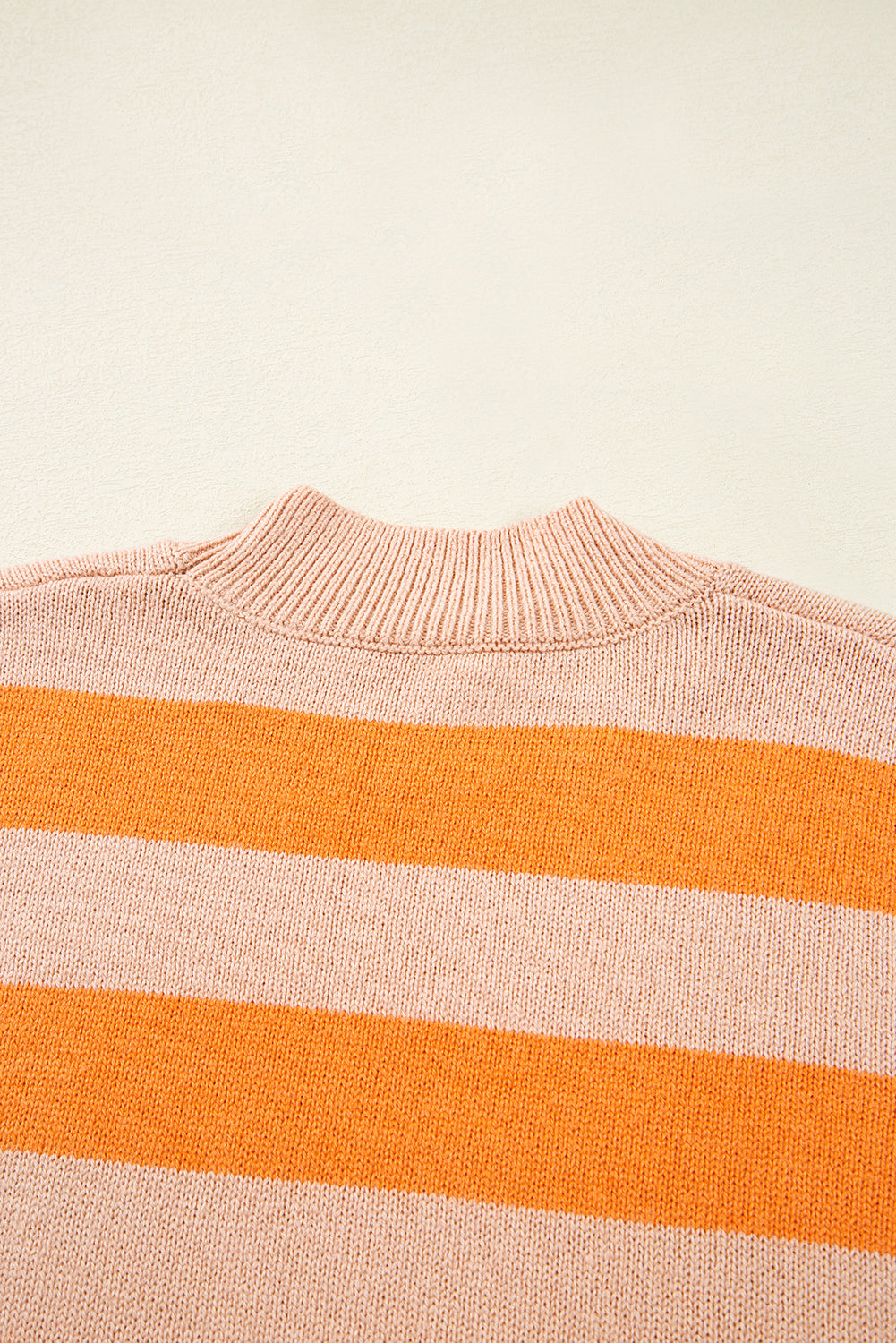 Orange Stripe Color Block High Neck Drop Shoulder Cozy Sweater-Sweaters & Cardigans/Sweaters-[Adult]-[Female]-2022 Online Blue Zone Planet