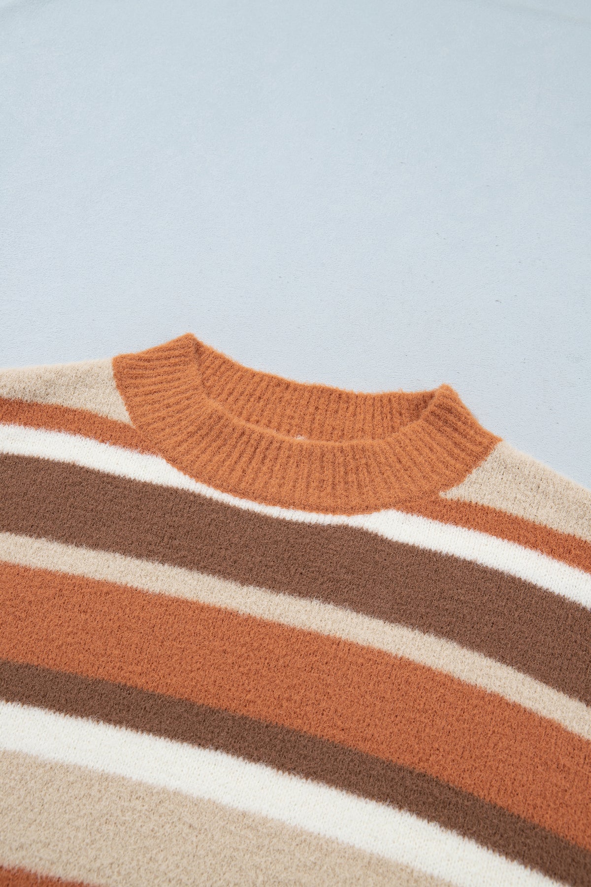 Orange Stripe Dropped Shoulder Loose Pullover Sweater-TOPS / DRESSES-[Adult]-[Female]-2022 Online Blue Zone Planet