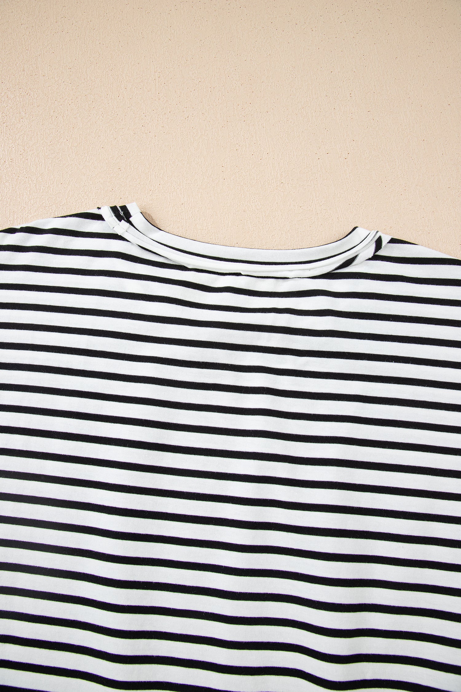 Black Stripe Floral Puff Sleeve Patchwork Round Neck Loose Top-Tops/Blouses & Shirts-[Adult]-[Female]-2022 Online Blue Zone Planet