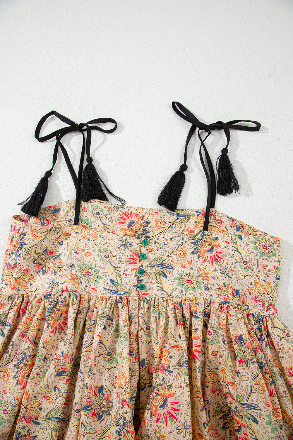 Apricot Floral Print Spaghetti Straps Ruffled Peplum Tank Top-Tops/Tank Tops-[Adult]-[Female]-2022 Online Blue Zone Planet