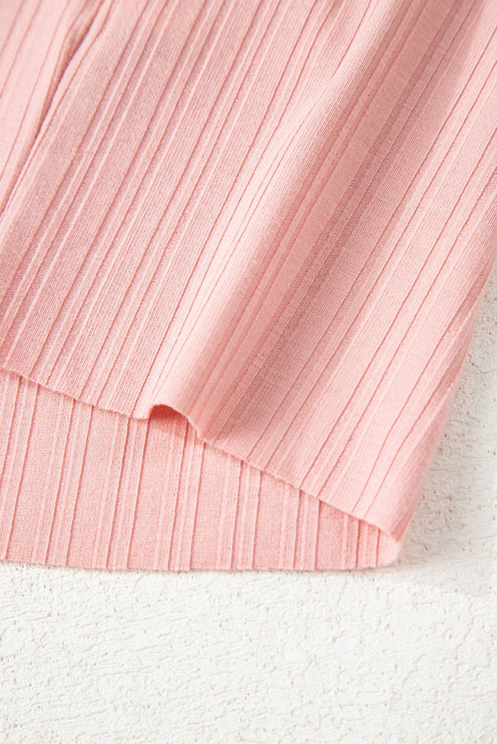 Gossamer Pink Ribbed Button V Neck Tank Top and Shorts Set-Two Piece Sets/Short Sets-[Adult]-[Female]-2022 Online Blue Zone Planet