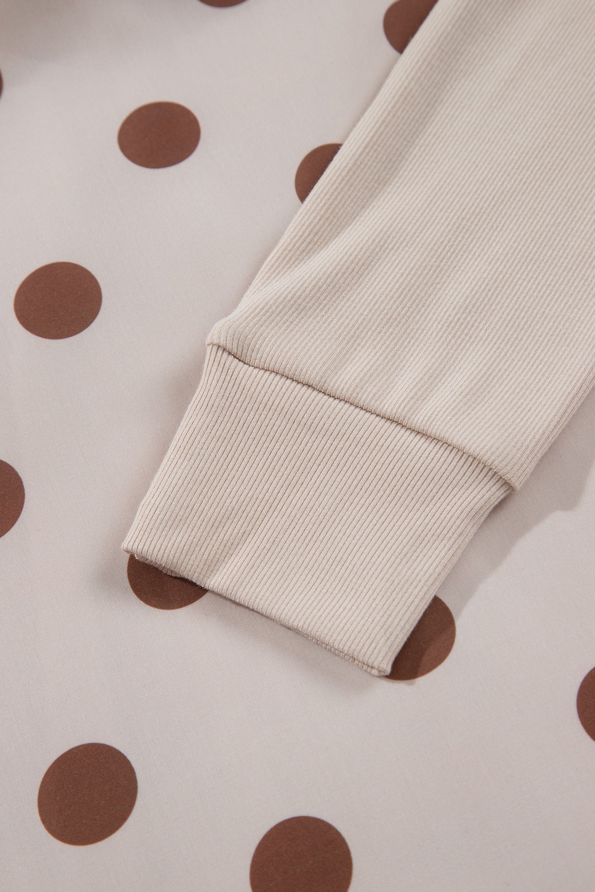 Beige Polka Dot Midi Long Sleeve Dress-TOPS / DRESSES-[Adult]-[Female]-2022 Online Blue Zone Planet