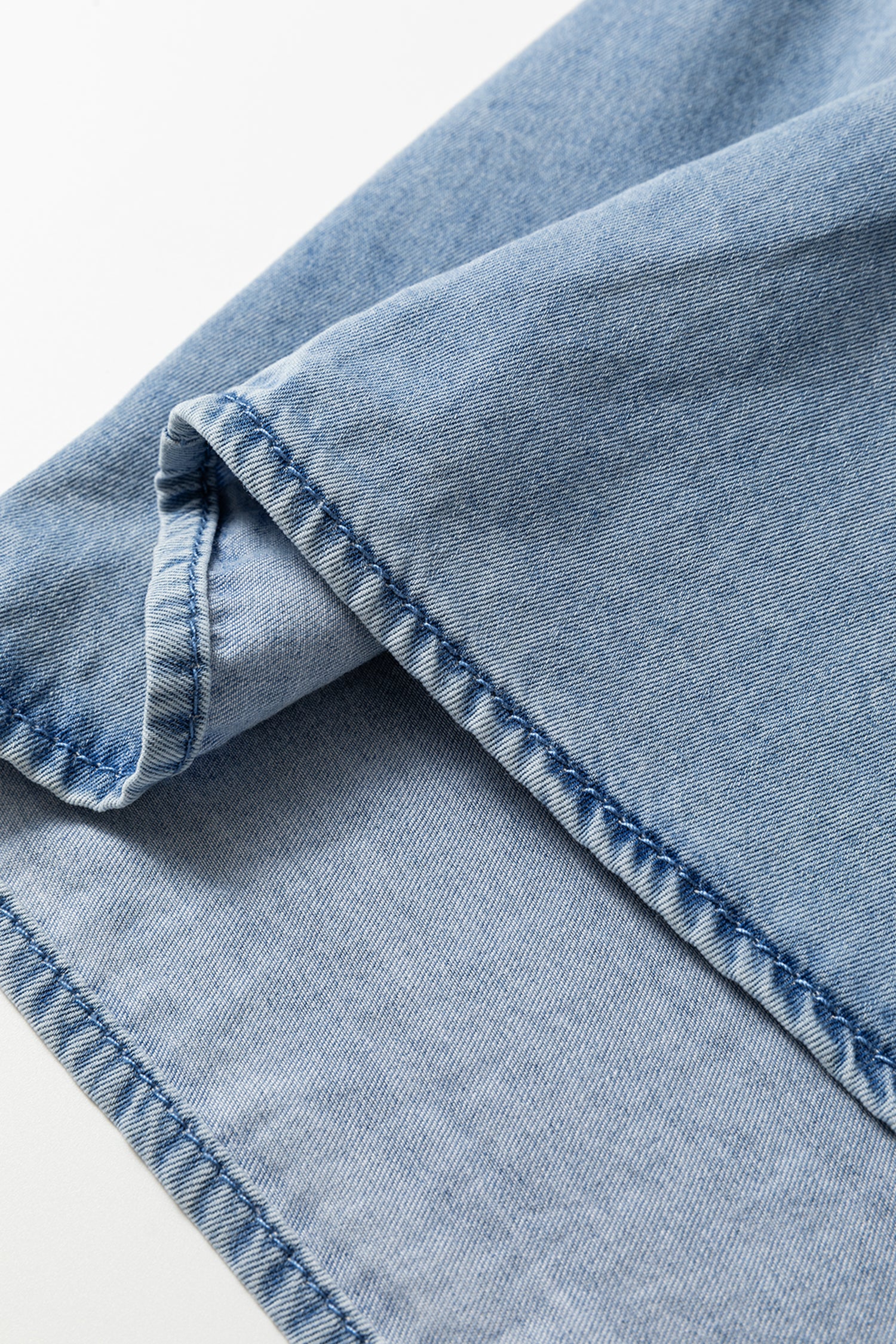 Beau Blue Ruffled Peter Pan Collar Western Denim Shirt-Tops/Blouses & Shirts-[Adult]-[Female]-2022 Online Blue Zone Planet