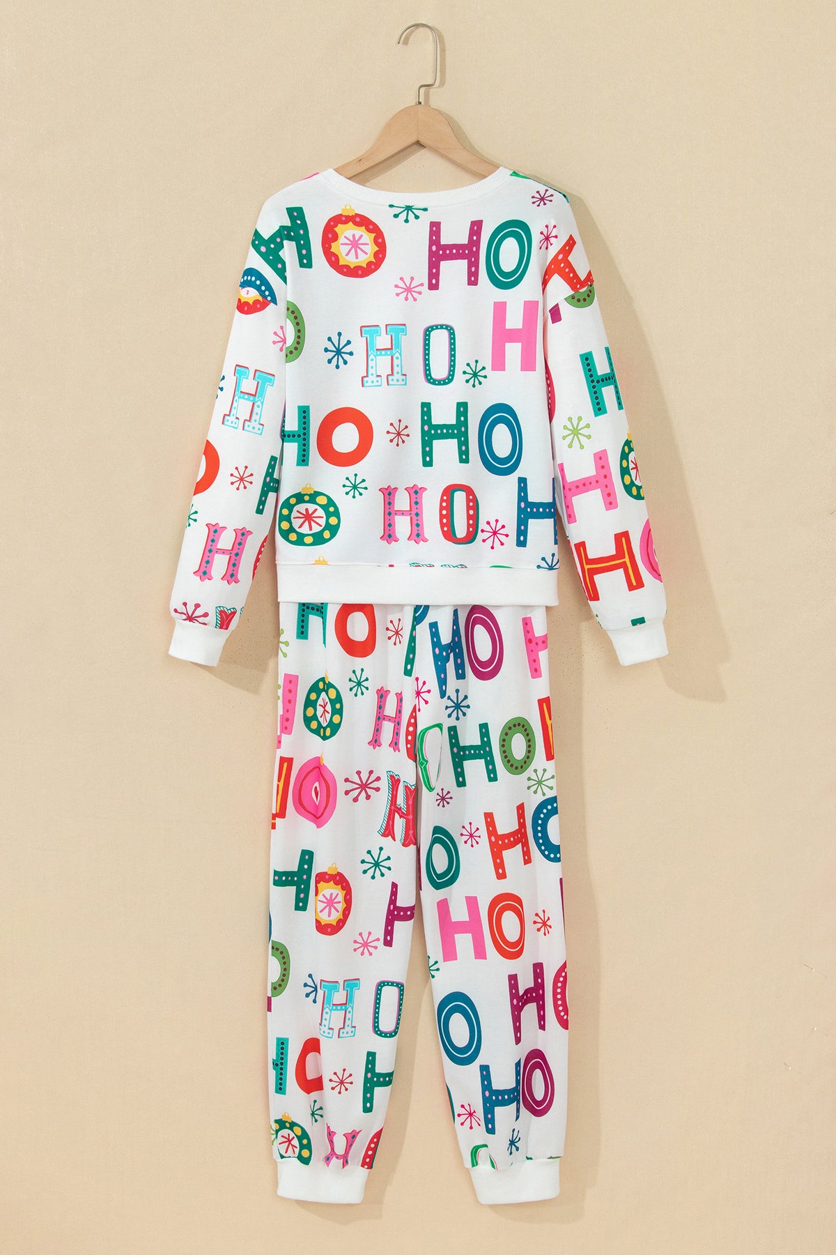 Multicolour Ho Ho Ho Print Long Sleeve Lounge Set-Loungewear & Sleepwear/Loungewear-[Adult]-[Female]-2022 Online Blue Zone Planet
