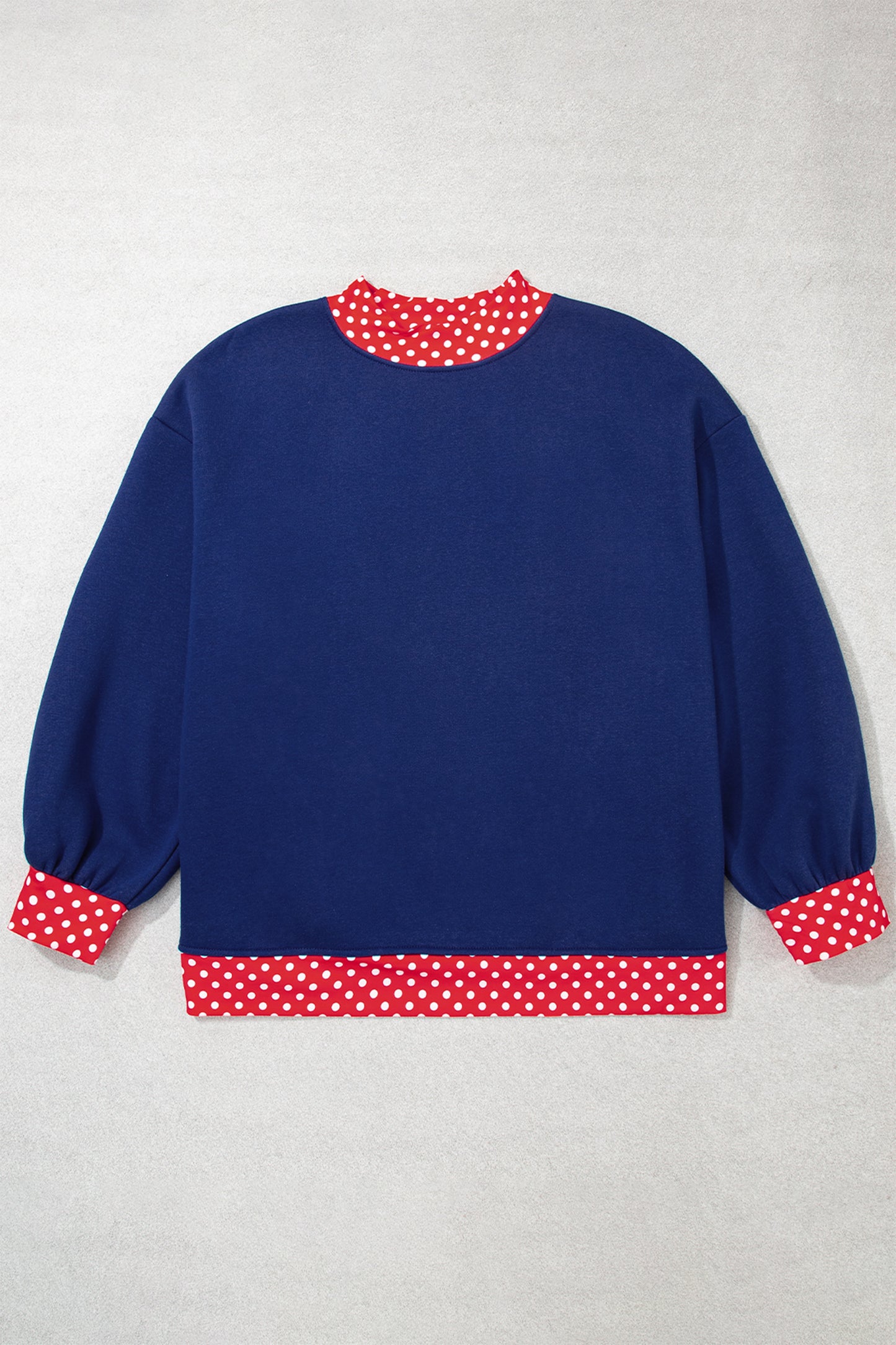 Orange Polka Dot Patchwork Round Neck Plus Size Sweatshirt-Plus Size/Plus Size Sweatshirts & Hoodies-[Adult]-[Female]-2022 Online Blue Zone Planet