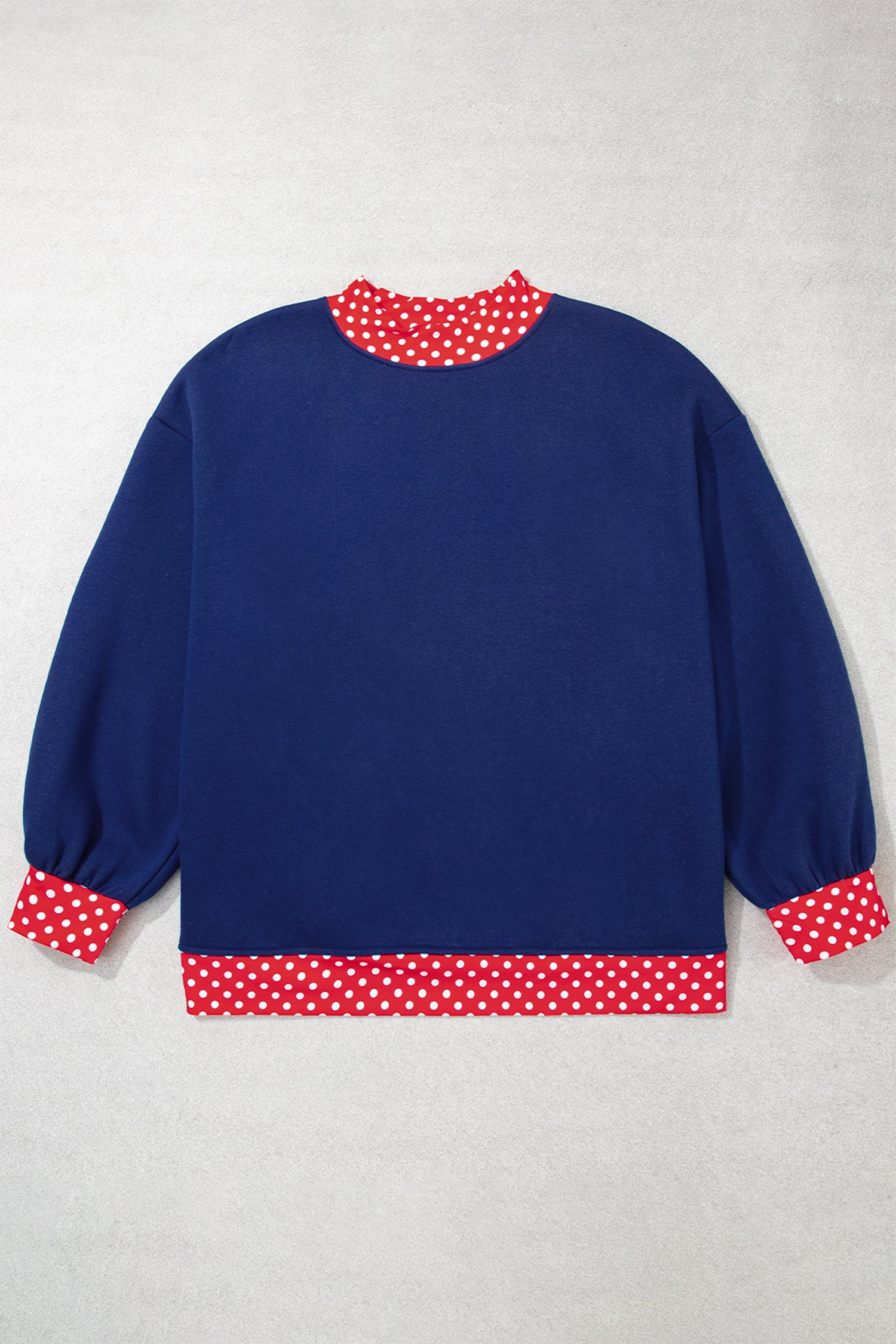 Orange Polka Dot Patchwork Round Neck Plus Size Sweatshirt-Plus Size/Plus Size Sweatshirts & Hoodies-[Adult]-[Female]-2022 Online Blue Zone Planet