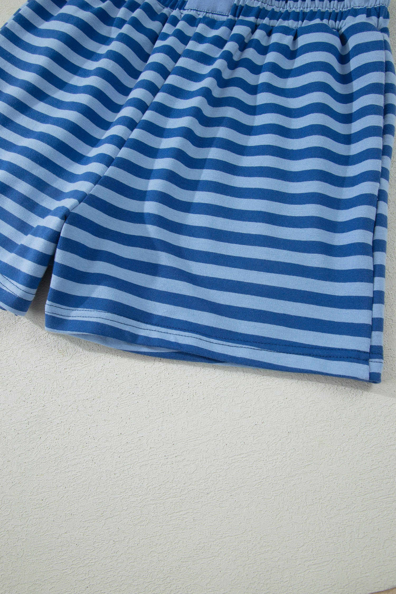 Green Stripe Striped Ribbed Cotton Two-Piece Pant Set with Chest Patch Detail-Two Piece Sets/Short Sets-[Adult]-[Female]-2022 Online Blue Zone Planet