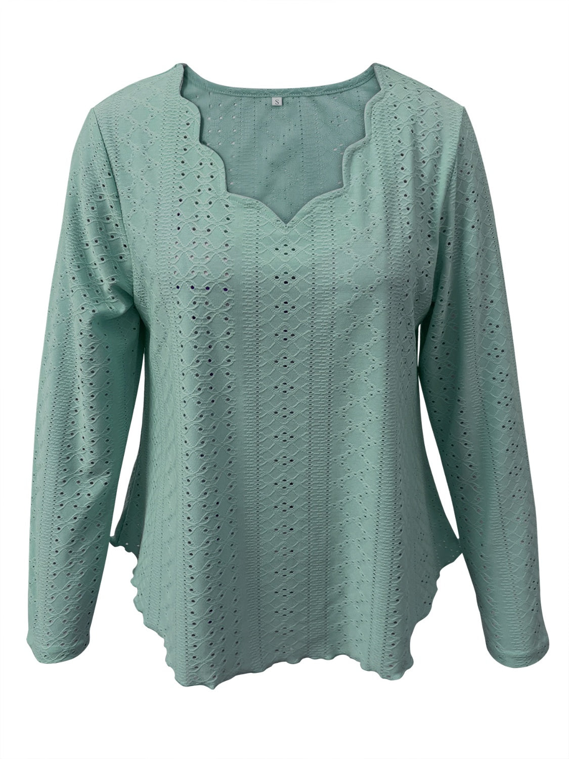 Eyelet Long Sleeve Blouse-TOPS / DRESSES-[Adult]-[Female]-2022 Online Blue Zone Planet