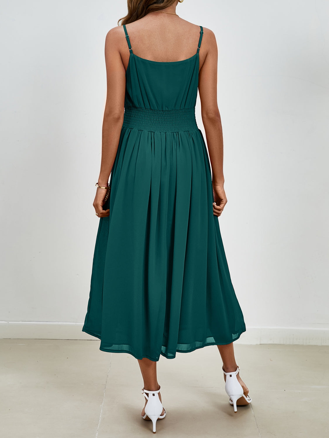 Scoop Neck Midi Cami Dress-TOPS / DRESSES-[Adult]-[Female]-Dark Green-S-2022 Online Blue Zone Planet