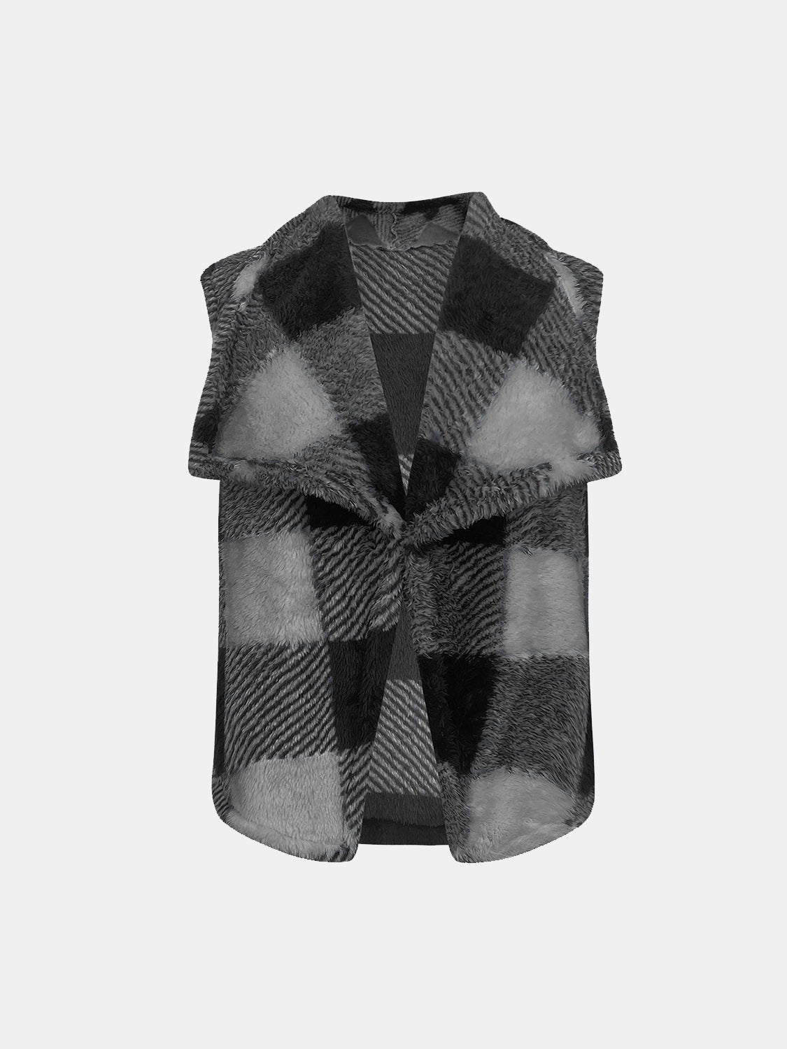 Plaid Open Front Vest Coat-TOPS / DRESSES-[Adult]-[Female]-2022 Online Blue Zone Planet