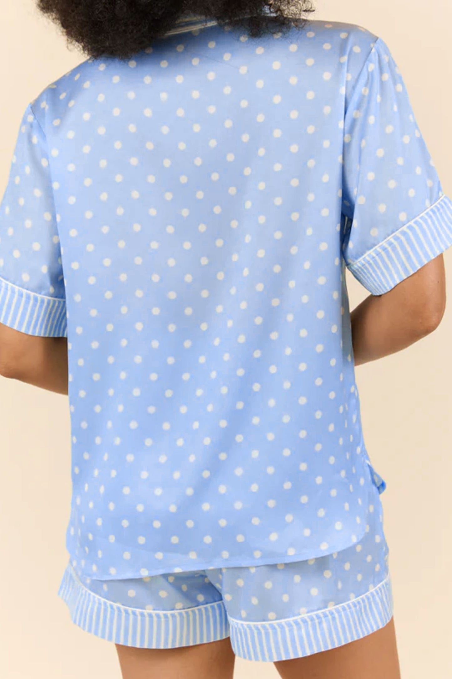 Sky Blue Dotted Print Soft Short Pajama Set-Loungewear & Sleepwear/Sleepwear-[Adult]-[Female]-2022 Online Blue Zone Planet