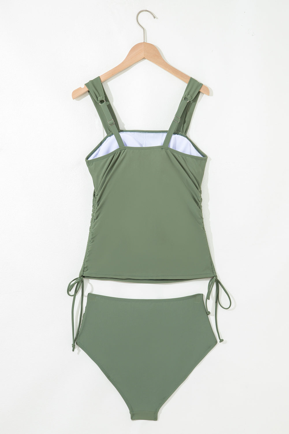 Mist Green Drawstring Ruched Wide Straps Tankini Set-Swimwear/Tankinis-[Adult]-[Female]-2022 Online Blue Zone Planet