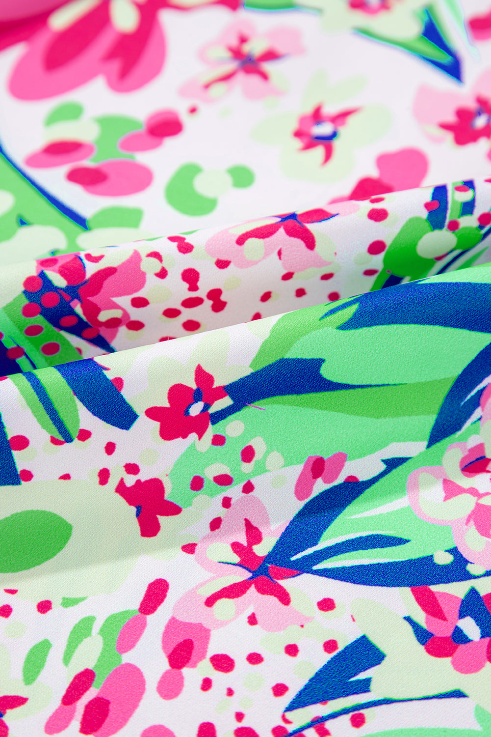 Pink Floral Mixed Print Ruffle Cap Sleeve Blouse-Tops/Blouses & Shirts-[Adult]-[Female]-2022 Online Blue Zone Planet