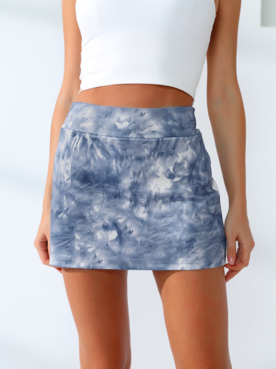 Quick-Dry Tie-Dye Wide Waistband Active Tennis Skirt-BOTTOMS SIZES SMALL MEDIUM LARGE-[Adult]-[Female]-2022 Online Blue Zone Planet