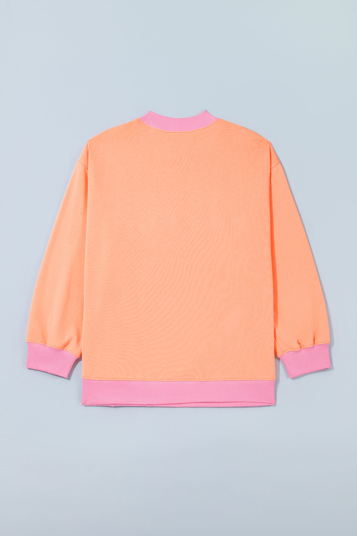 Grapefruit Orange Contrast Polka Dot Slogan Graphic Color Block Mock Neck Plus Sweatshirt-Plus Size/Plus Size Sweatshirts & Hoodies-[Adult]-[Female]-2022 Online Blue Zone Planet