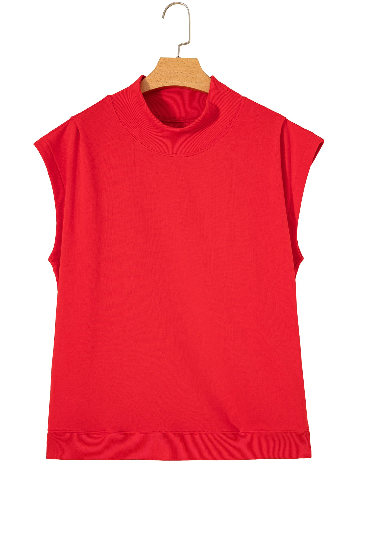 Light Grey Solid Color High Neck Cap Sleeve Loose Top-Tops/Tops & Tees-[Adult]-[Female]-2022 Online Blue Zone Planet